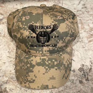 Heroes Beach Showcase “lacrosse” camouflage adjustable hat. Preowned